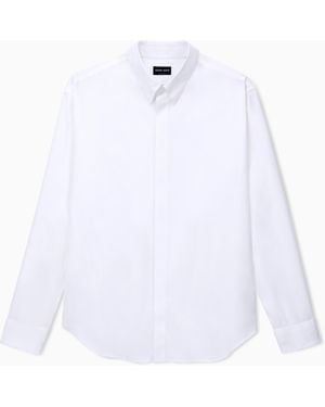 Giorgio Armani Shirt Regular Fit Solid Cotton Twill - White