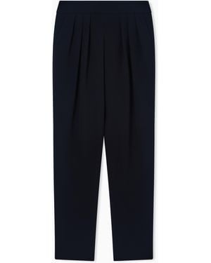Giorgio Armani Silk Cady Trousers With Pleats - Blue