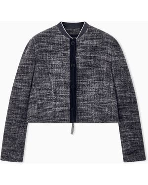 Giorgio Armani Cazadora Bomber De Lana De Llama Con Botones De Cuerno - Azul
