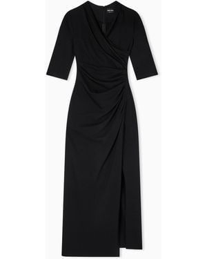 Giorgio Armani Viscose Milano-Stitch Midi Dress - Black