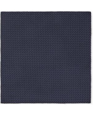 Giorgio Armani Gewebtes Einstecktuch Aus Seide Mit Fischgrätenmuster - Blau