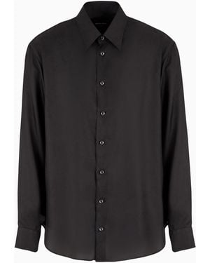 Giorgio Armani Giorgio's Regular-Fit Silk Twill Shirt - Black