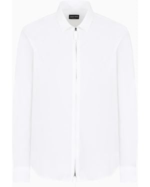 Giorgio Armani Cotton-Jersey Zipped Shirt - White