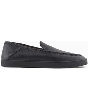 Giorgio Armani Galleria 3 Deerskin Slip-Ons With Threading - White