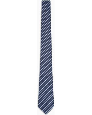 Giorgio Armani Silk And Cotton Jacquard Tie - Blue