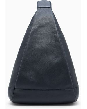 Giorgio Armani Pebbled Leather Sack Backpack - Blue