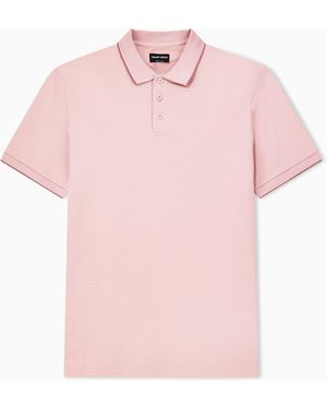 Giorgio Armani Cotton Piqué Polo With Contrasting Trim - Pink