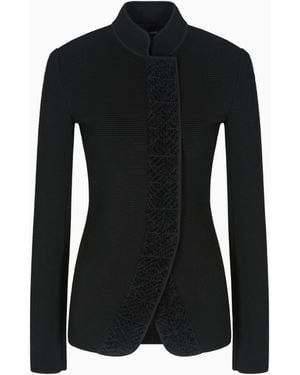Giorgio Armani Viscose Ottoman Single-Breasted Jacket - Black