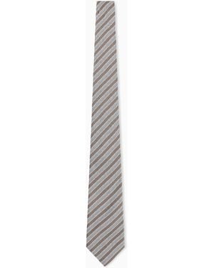 Giorgio Armani Cravatta A Righe Diagonali - Bianco