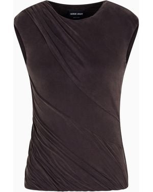 Giorgio Armani Top De Punto De Cupro - Negro