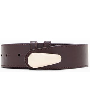 Giorgio Armani Shiny Leather Belt With A Teardrop-Shaped Twist Lock - White