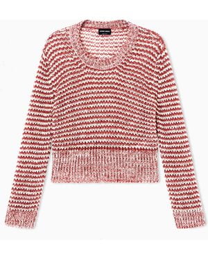 Giorgio Armani Linen-Blend Crew-Neck Jumper - Red