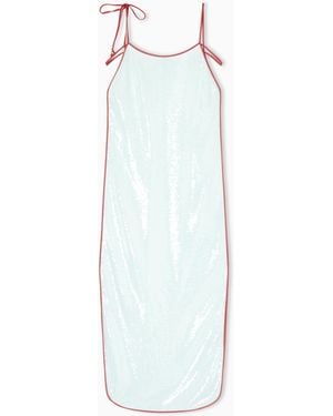 Giorgio Armani Vestido Largo De Seda Y Algodón Con Lentejuelas - Blanco
