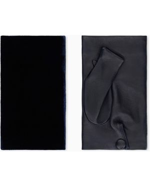 Giorgio Armani Velvet And Leather Muff With Silk Lining - Black