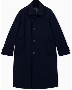 Giorgio Armani Single-Breasted Wool And Cashmere Coat With A Notched Lapel - Blue