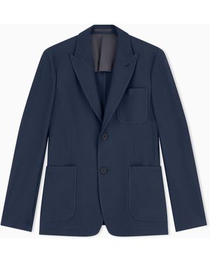 Giorgio Armani Technical Single-Breasted Jacket With Two Buttons Icon - Blue