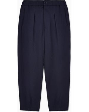 Giorgio Armani Single-Pleat, Virgin Wool And Cashmere Seersucker Trousers - Blue