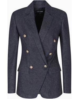 Giorgio Armani Denim Collection Double-Breasted Jacket - Blue