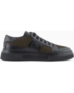 Giorgio Armani Leather And Fabric Trainers - Black