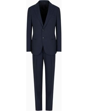Giorgio Armani Traje Línea Soho De Abotonadura Sencilla En Lana Virgen Estructurada - Azul