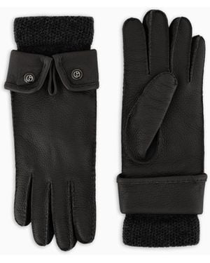 Giorgio Armani Deerskin Leather Gloves - Black