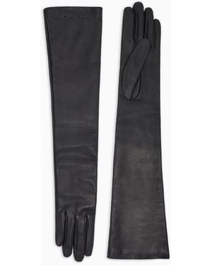 Giorgio Armani Long Nappa-Leather Gloves - Black