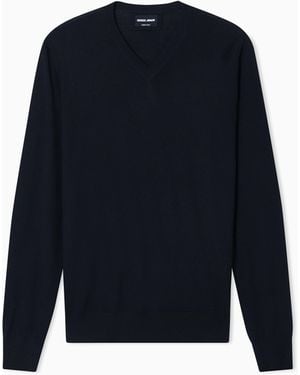 Giorgio Armani Pull Ras-Du-Cou En Pure Laine Vierge - Noir