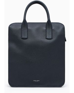 Giorgio Armani Leather Shopper Bag - Black