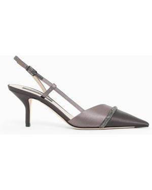 Giorgio Armani Court Shoes With Two-Tone Satin Strap - White