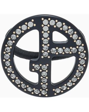 Giorgio Armani Scrunchie With Oversized Crystal Logo - Black