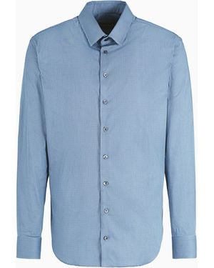 Giorgio Armani Regular-Fit Printed Cotton Shirt - Blue