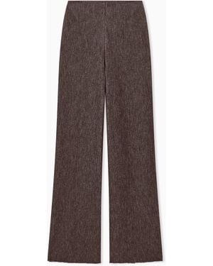 Giorgio Armani Trouser Wide-Leg Virgin Wool Jersey With Back Zip - Brown