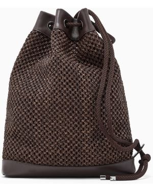 Giorgio Armani Raffia And Leather Sack - Brown