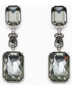 Giorgio Armani Boucles D'Oreilles Pendantes À Clip En Cristal Et Laiton - Blanc