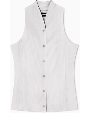 Giorgio Armani Top De Georgette Triple De Seda Asv - Blanco
