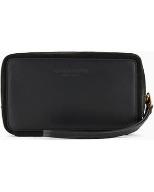 Giorgio Armani Suede Zipped Washbag - Black