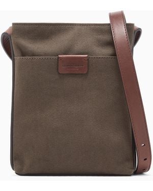Giorgio Armani Canvas And Leather Crossbody Bag - Brown