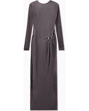 Giorgio Armani Dress Pleated Jersey With Back V-Neck And Sequin Detail - Purple