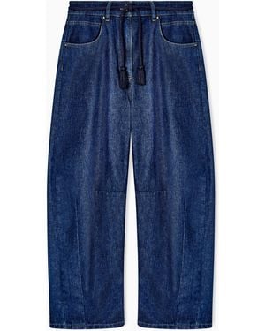 Giorgio Armani Five-Pocket, Stretch Cotton-Denim Trousers With Belt Denim Collection - Blue