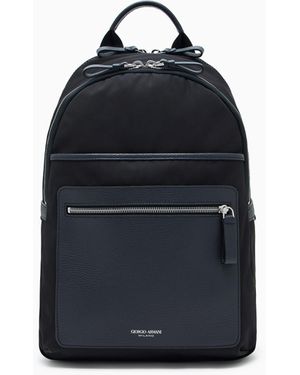 Giorgio Armani Recycled-Nylon And Pebbled-Leather Backpack - Blue