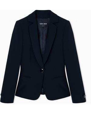 Giorgio Armani Mulberry Silk Single-Breasted Jacket - Blue