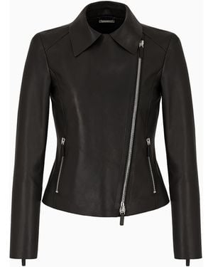 Giorgio Armani Nappa Biker Jacket - Black