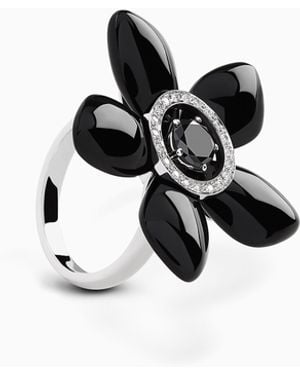Giorgio Armani 18K- Diamond-And-Onyx Sì Ring - White
