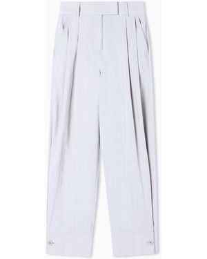 Giorgio Armani Washed Technical Silk Trousers With Pleats - White