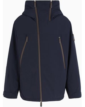 Giorgio Armani Chaqueta De Esquí En Tejido Impermeable Con Capucha Neve - Azul