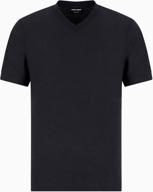 Giorgio Armani Pure Virgin-Wool Piqué T-Shirt - Black