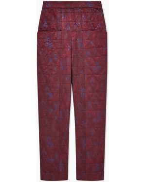 Giorgio Armani Quilted Jacquard Lurex Trousers With Ramage Pattern - Red