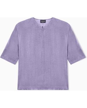 Giorgio Armani Short-Sleeved Cupro Shirt - Blue