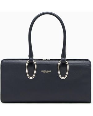 Giorgio Armani Leather Bauletto Bag - Blue