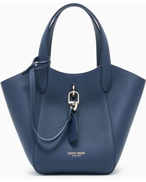 Giorgio Armani Pebbled Bag Handbag With A Removable Inner Pouch - Blue